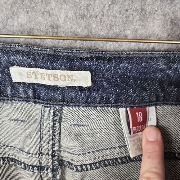 Stetson Hollywood Bootcut Jeans Womens Size 18 Reg Denim Western Cowgirl Biker - Picture 3 of 13